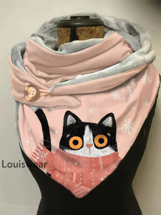 Damen Vintage Katzen druck Winter Warmer Dreieck Schal als bild / Einheitsgröße Schal