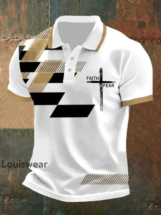 Der Glaube der Männer über die Angst Kreuz Glaube Casual Polo Khaki / S