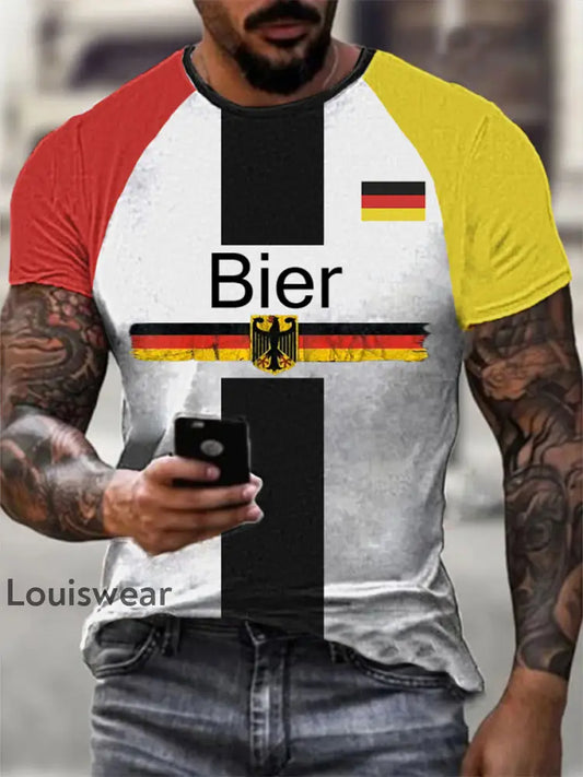 Deutscher Biertag Gedrucktes Kurzarm T-Shirt Wie abgebildet / S