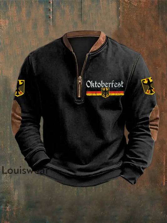 Deutsches Oktoberfest-Bedrucktes Sweatshirt für Männer Schwarz / S