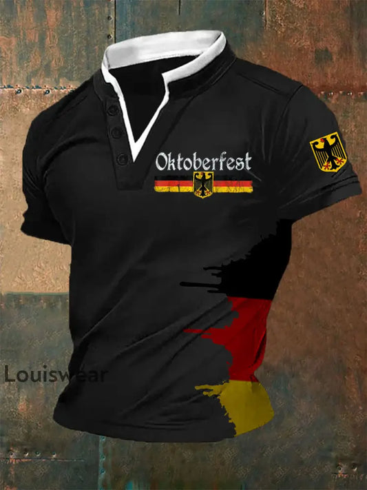 Deutsches Oktoberfest-Print-T-Shirt für Männer Schwarz / S