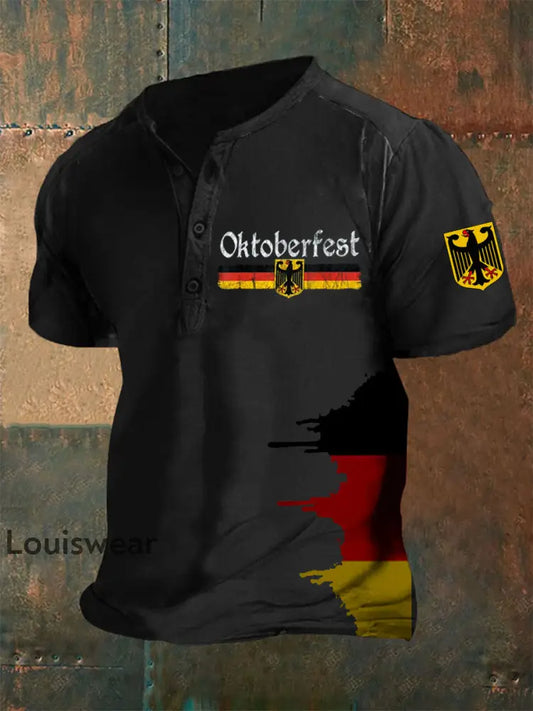 Deutsches Oktoberfest-Print-T-Shirt für Männer Schwarz / S