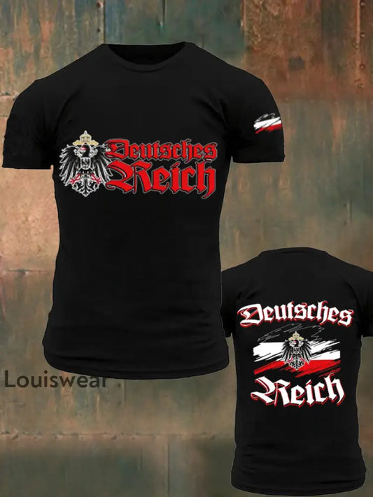 Deutsches Reich bedrucktes Kurzarm-T-Shirt für Männer Schwarz / S