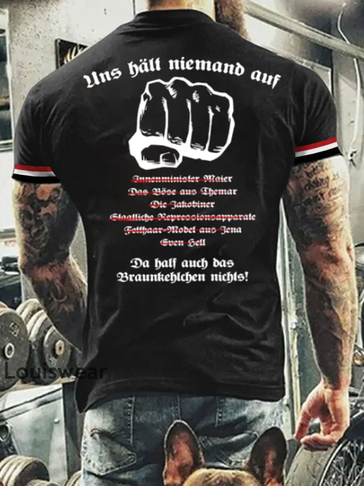 Deutsches Vintage Kunstdruck-T-Shirt für Männer A / S