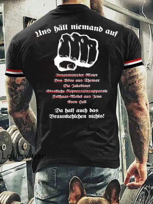 Deutsches Vintage Kunstdruck-T-Shirt für Männer A / S