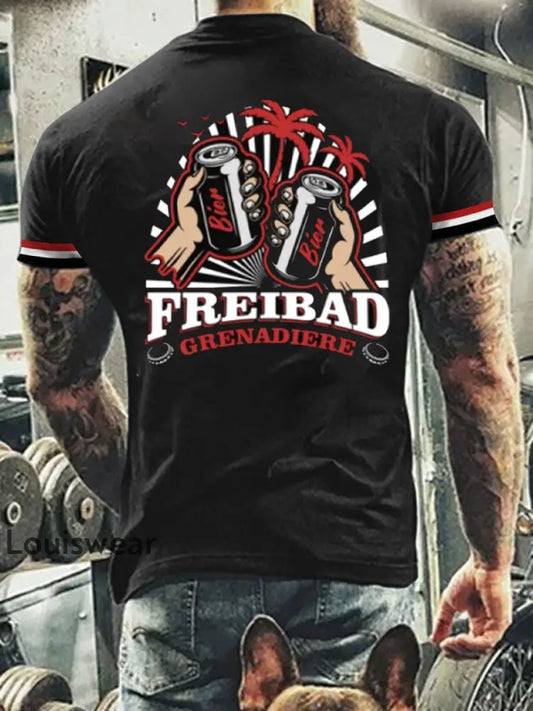 Deutsches Vintage Kunstdruck-T-Shirt für Männer A / S