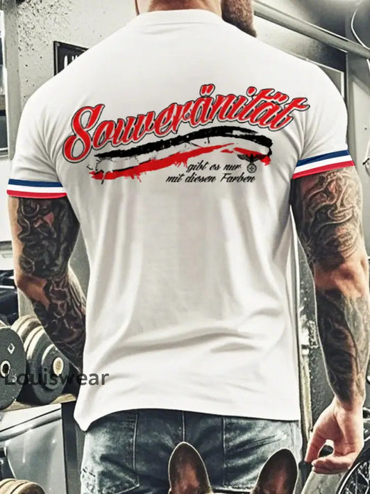 Deutsches Vintage Kunstdruck-T-Shirt für Männer A / S
