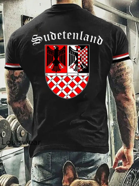 Deutsches Vintage Kunstdruck-T-Shirt für Männer A / S