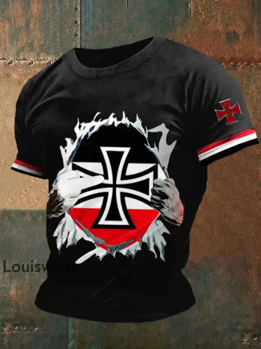 Deutsches Vintage Kunstdruck-T-Shirt für Männer A / S