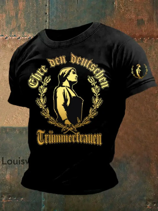 Deutsches Vintage Kunstdruck-T-Shirt für Männer A / S