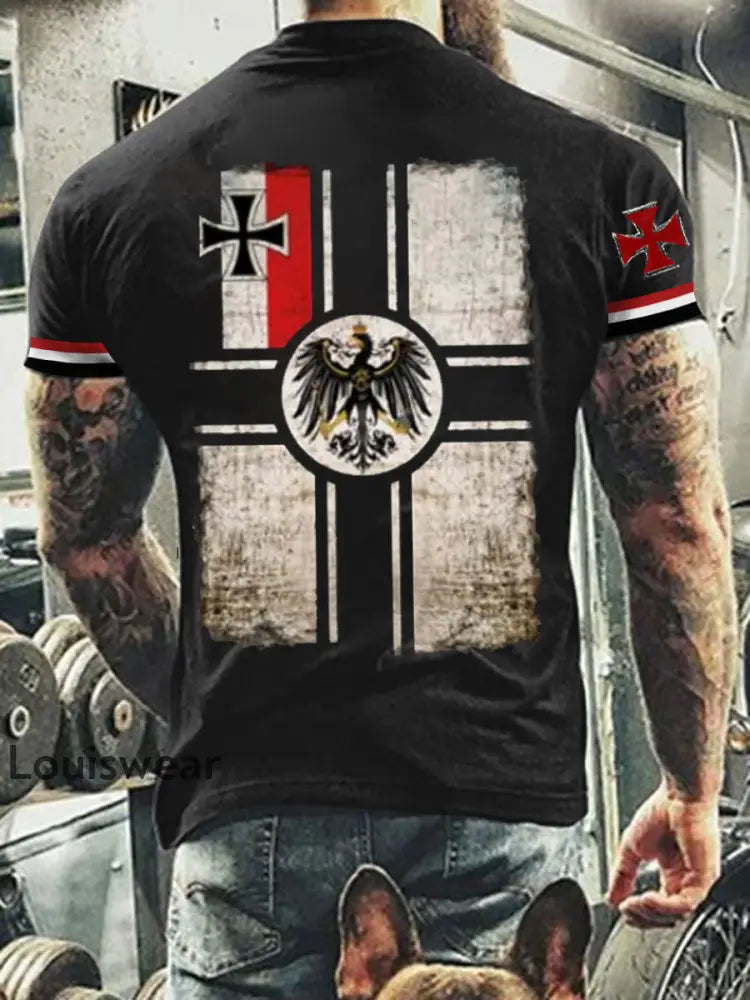 Deutsches Vintage Kunstdruck-T-Shirt für Männer A / S