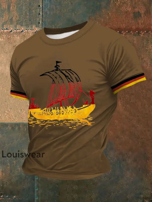 Deutsches Wikinger-Bedrucktes Kurzarm-T-Shirt für Männer