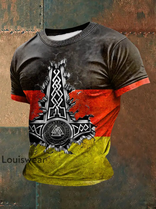 Deutsches Wikinger-Bedrucktes Kurzarm-T-Shirt für Männer als bild / S