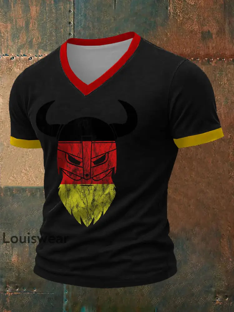 Deutsches Wikinger-Bedrucktes Kurzarm-T-Shirt für Männer Schwarz / S