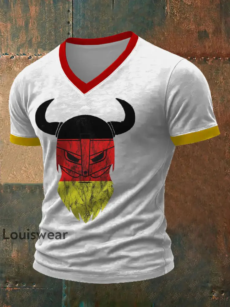 Deutsches Wikinger-Bedrucktes Kurzarm-T-Shirt für Männer Weiß / S