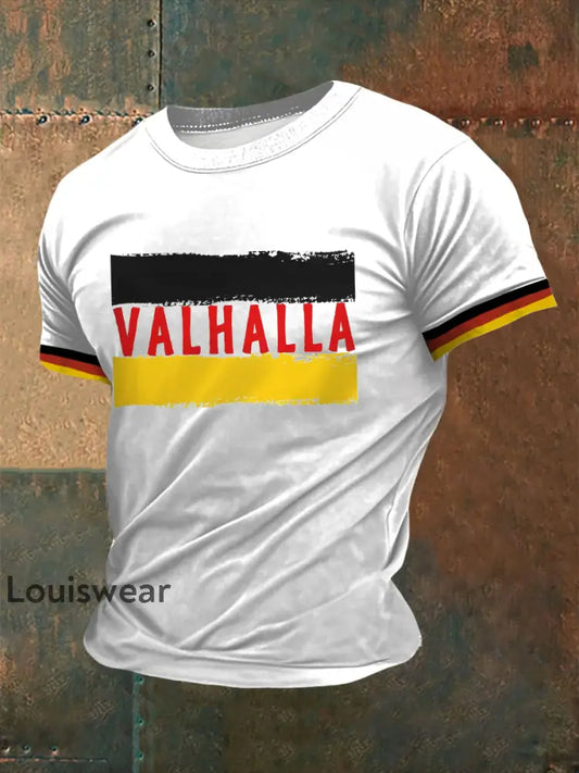 Deutsches Wikinger-Bedrucktes Kurzarm-T-Shirt für Männer Weiß / S