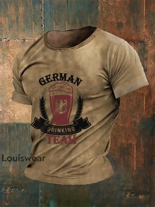 Deutschland bedrucktes Kurzarm-T-Shirt für Männer Braun / S