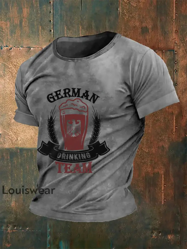 Deutschland bedrucktes Kurzarm-T-Shirt für Männer Grau / S
