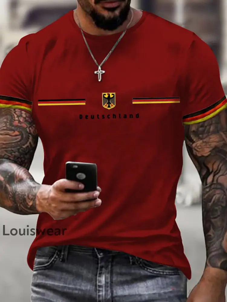 Deutschland bedrucktes Kurzarm-T-Shirt für Männer Rot / S