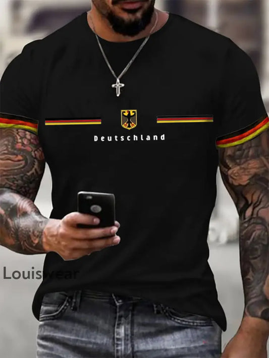 Deutschland bedrucktes Kurzarm-T-Shirt für Männer Schwarz / S