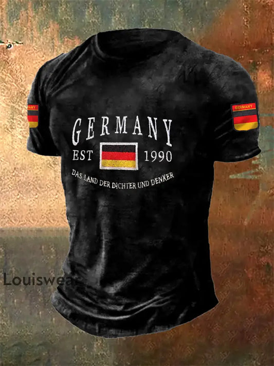 Deutschland bedrucktes Kurzarm-T-Shirt für Männer Schwarz / S