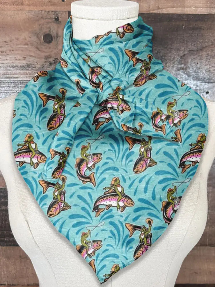 Fisch-Frosch-Kunst lässige Drucke Wild Rag Einheitsgröße Schal