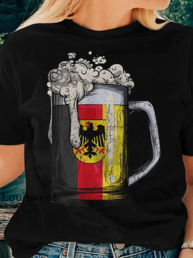Frauen Deutscher Biertag Druck T-Shirt