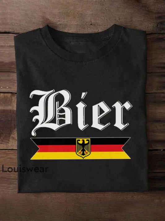 Frauen deutscher Biertag Druck T-Shirt Schwarz / S