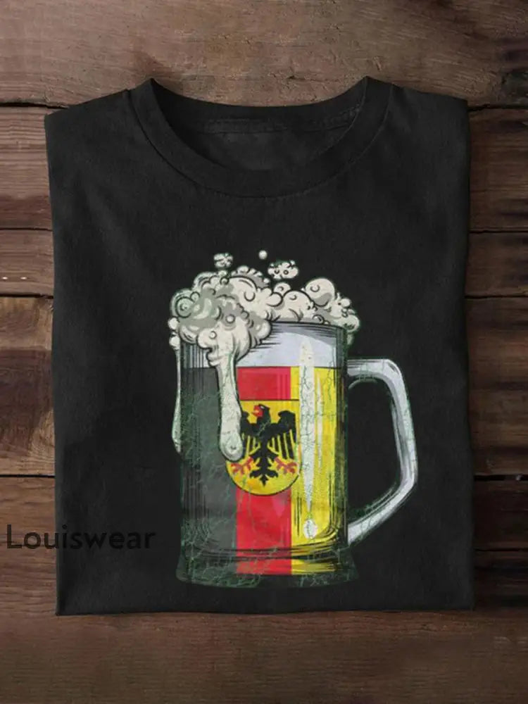 Frauen Deutscher Biertag Druck T-Shirt Schwarz / S