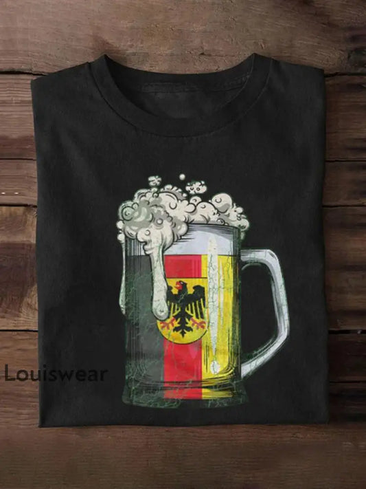 Frauen Deutscher Biertag Druck T-Shirt Schwarz / S