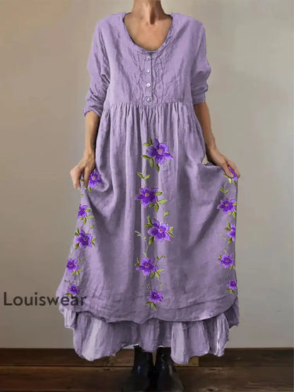 Frauen lila Blumen drucken Alzheimer-Bewusstsein Unterstützung Kleid Lavendel / S