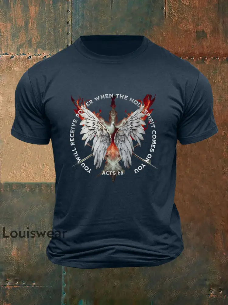 Frauen Pfingsten bedrucktes V-Ausschnitt T-Shirt Dunkelblau / S