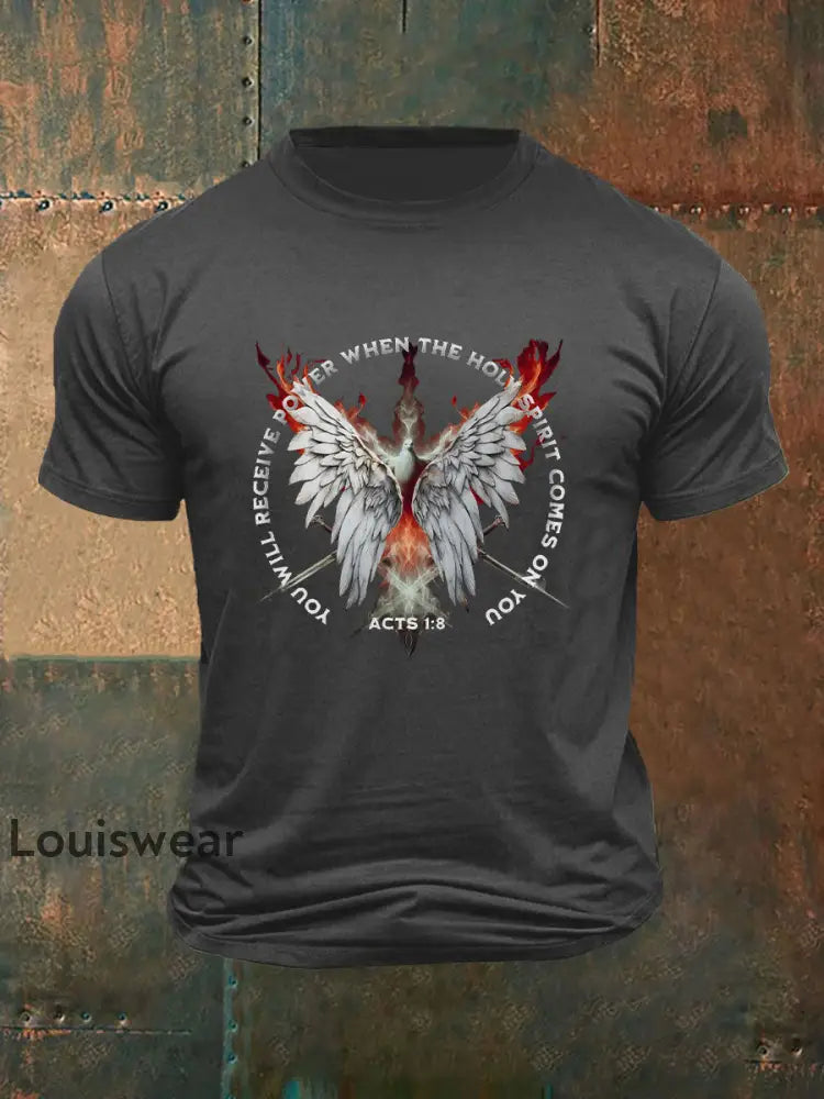 Frauen Pfingsten bedrucktes V-Ausschnitt T-Shirt Dunkelgrau / S