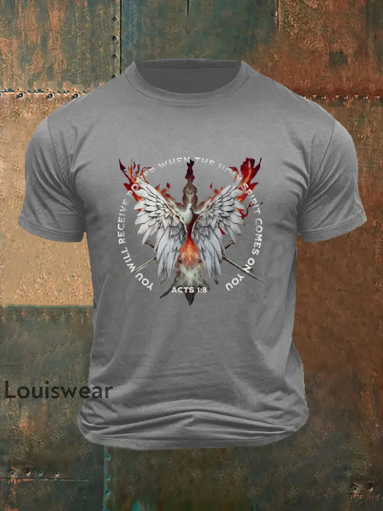 Frauen Pfingsten bedrucktes V-Ausschnitt T-Shirt Hellgrau / S