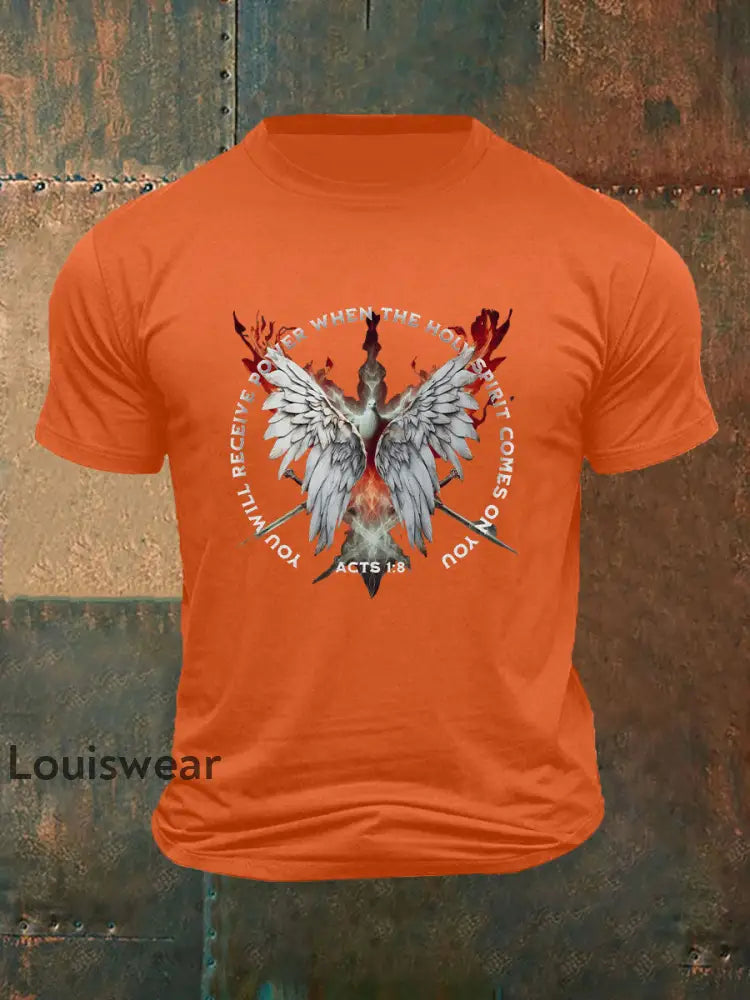 Frauen Pfingsten bedrucktes V-Ausschnitt T-Shirt Orange / S