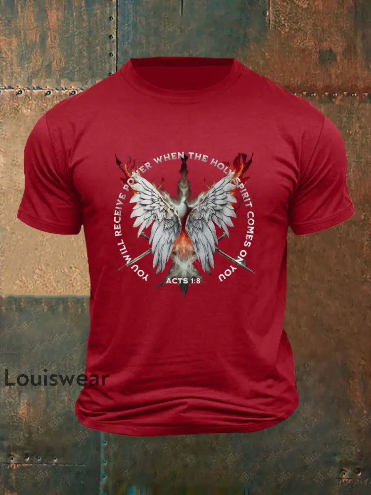 Frauen Pfingsten bedrucktes V-Ausschnitt T-Shirt Rot / S