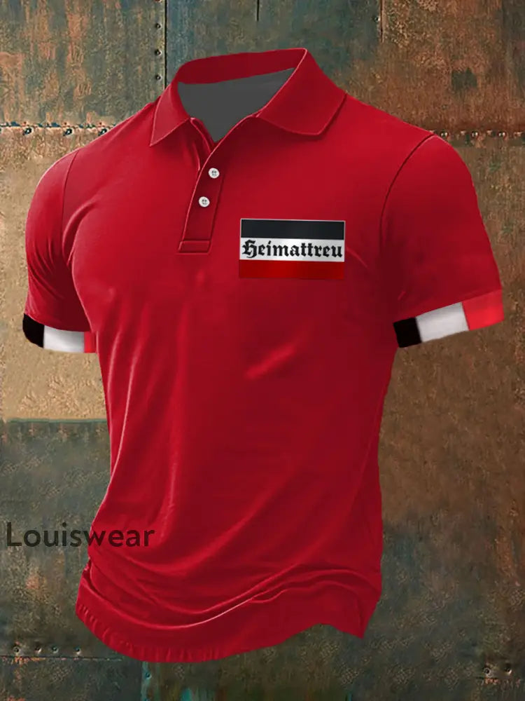 Heim treu Bedrucktes Kurzarm-Polos hirt für Herren Rot / S