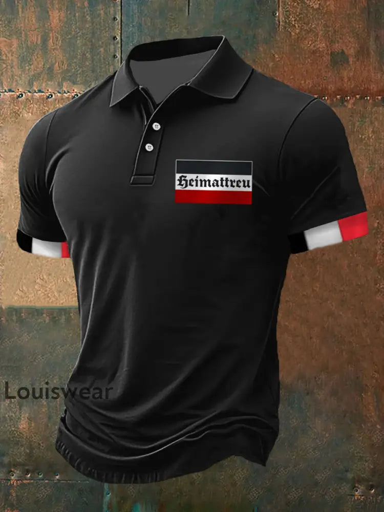 Heim treu Bedrucktes Kurzarm-Polos hirt für Herren Schwarz / S