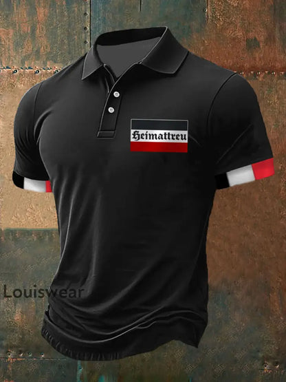 Heim treu Bedrucktes Kurzarm-Polos hirt für Herren Schwarz / S