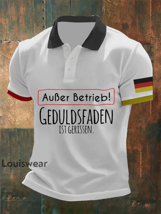 Herren ’Außer Betrieb Geduldsfaden Ist Gerissen’ Bedrucktes Poloshirt Weiß / S