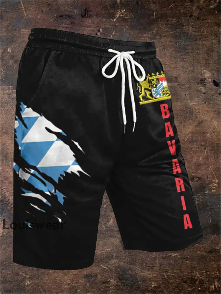Herren Bavaria Print Shorts Schwarz / S