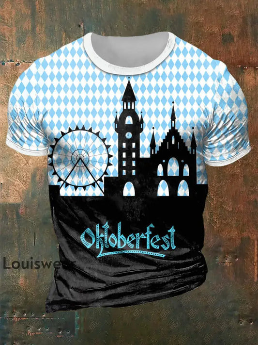 Herren Bier Fest Bayerisches Blau Kariertes Print Shirt als bild / S