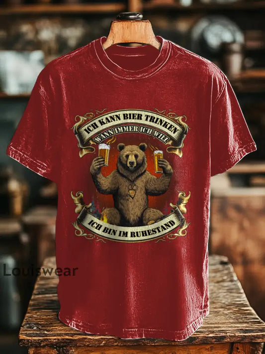 Herren Bier ich bin im ruhe stand bedrucktes Kurzarm-T-Shirt Rot / S