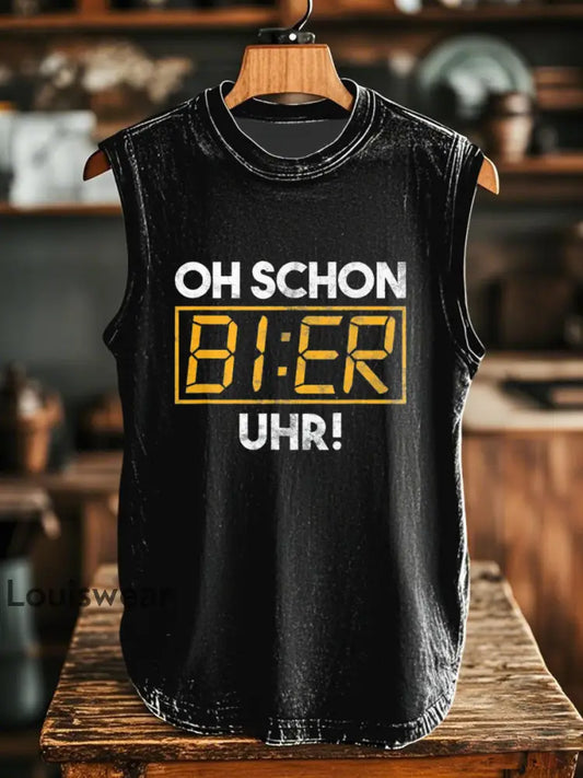 Herren Bier Uhr Bedruckte Weste Schwarz / S