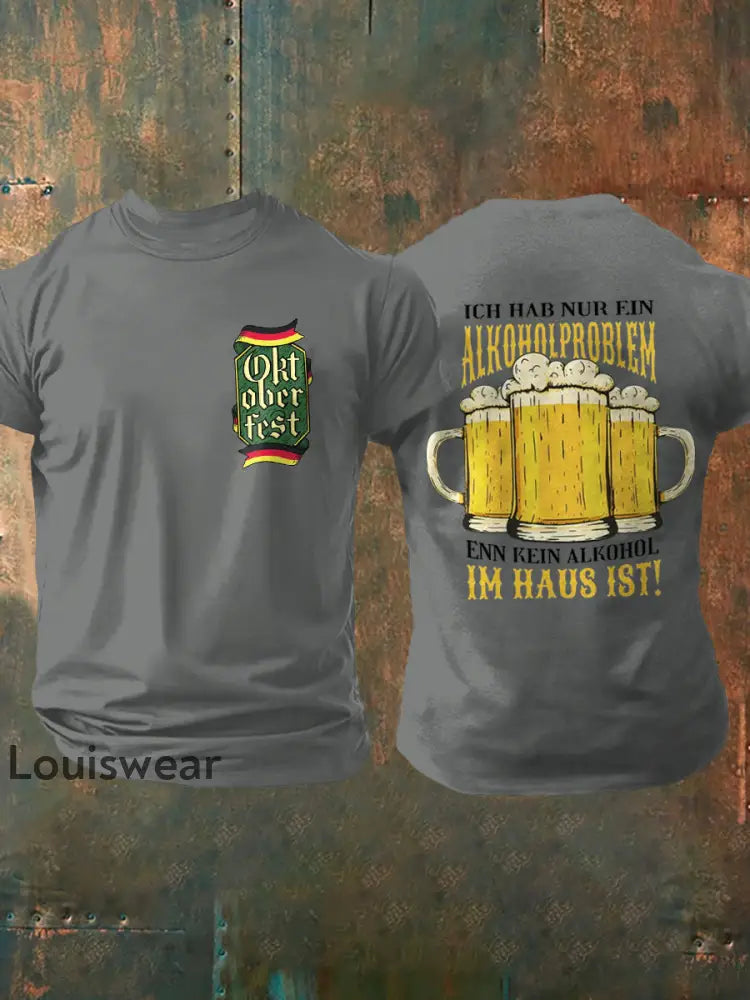 Herren Bierfest Print T-Shirt Grau / S