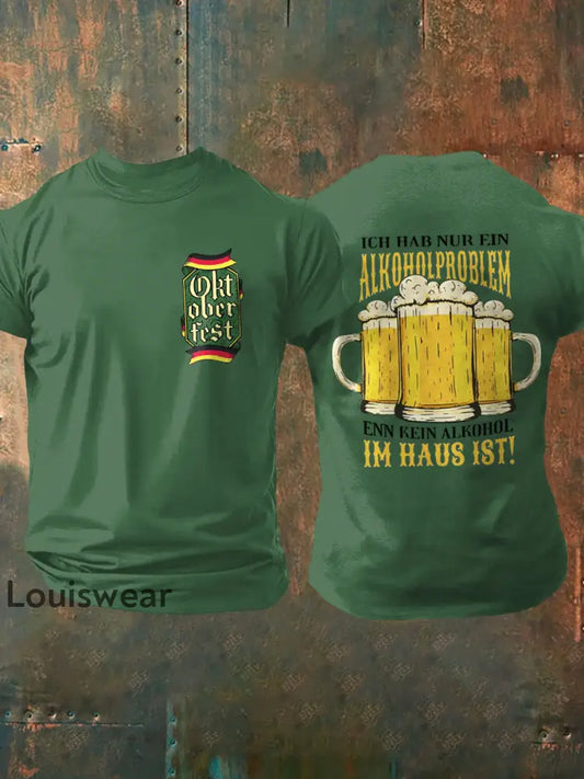 Herren Bierfest Print T-Shirt Grün / S