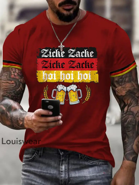 Herren Bierfest Print T-Shirt Rot / S