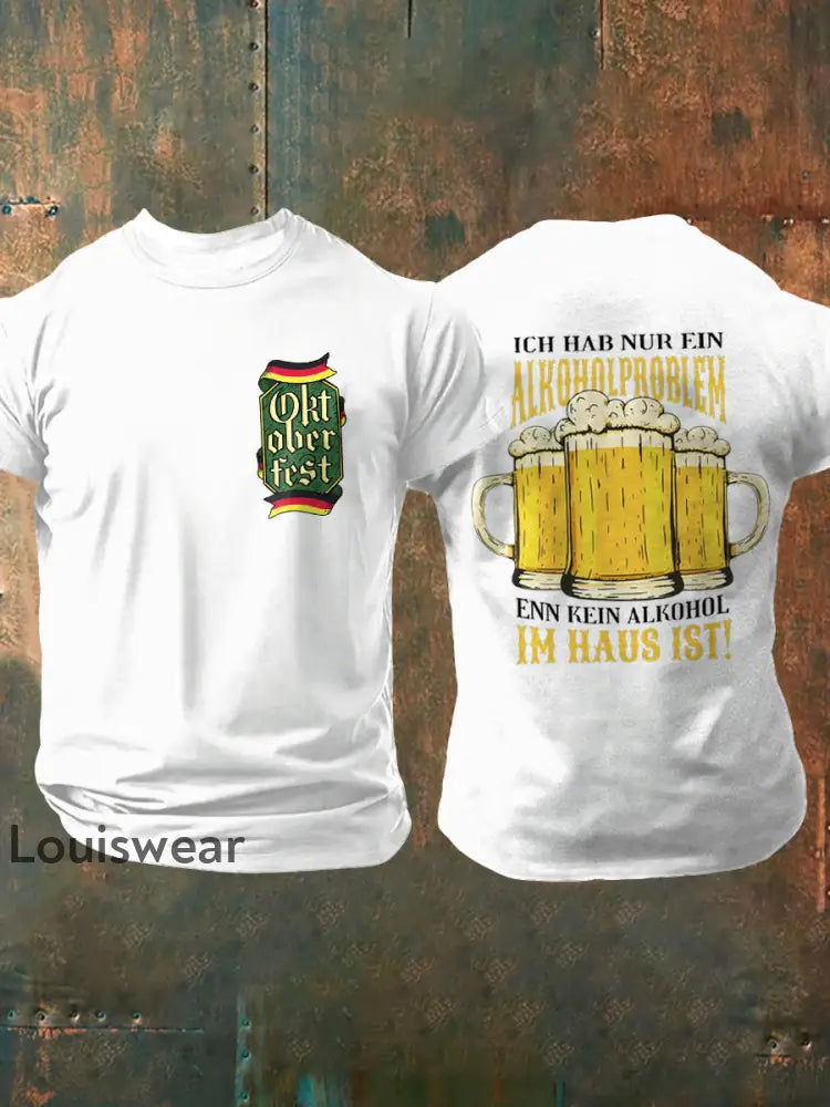 Herren Bierfest Print T-Shirt Weiß / S