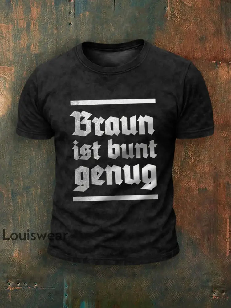 Herren Braun ist bunt genug bedrucktes Kurzarm-T-Shirt Schwarz / S