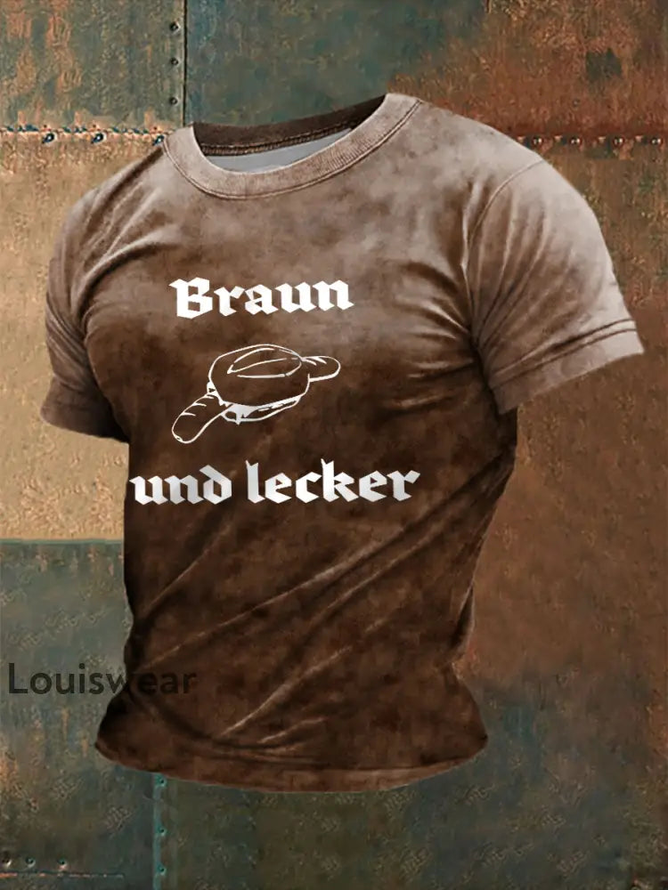 Herren Braun und Lecker bedrucktes Kurzarm-T-Shirt Braun / S